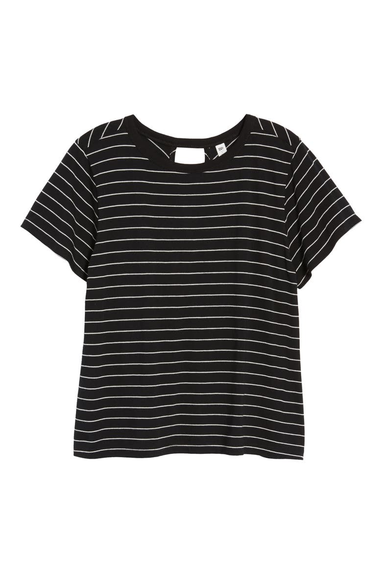 Twist Back Tee, Alternate, color, BLACK LEAH STRIPE