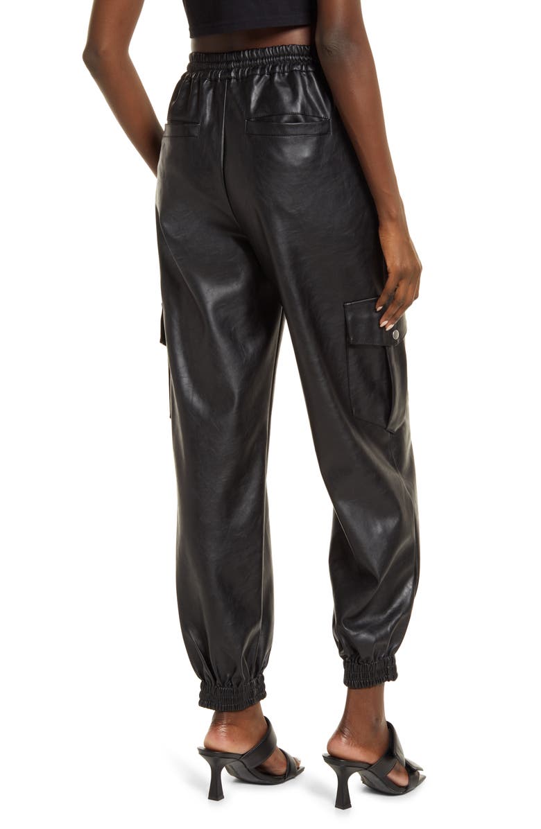 KENDALL + KYLIE Cargo Faux Leather Joggers, Alternate, color,
