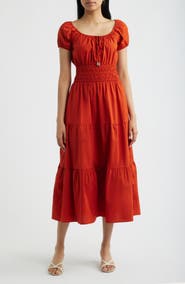 Anne Klein Smocked Tiered Midi Dress