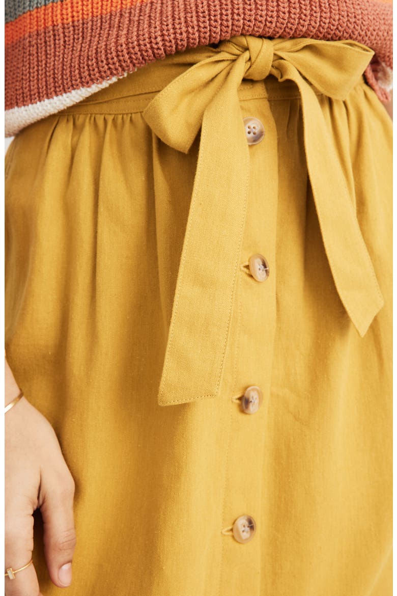 Tie Palisade Button Front Midi Skirt, Alternate, color, GOLDEN MEADOW