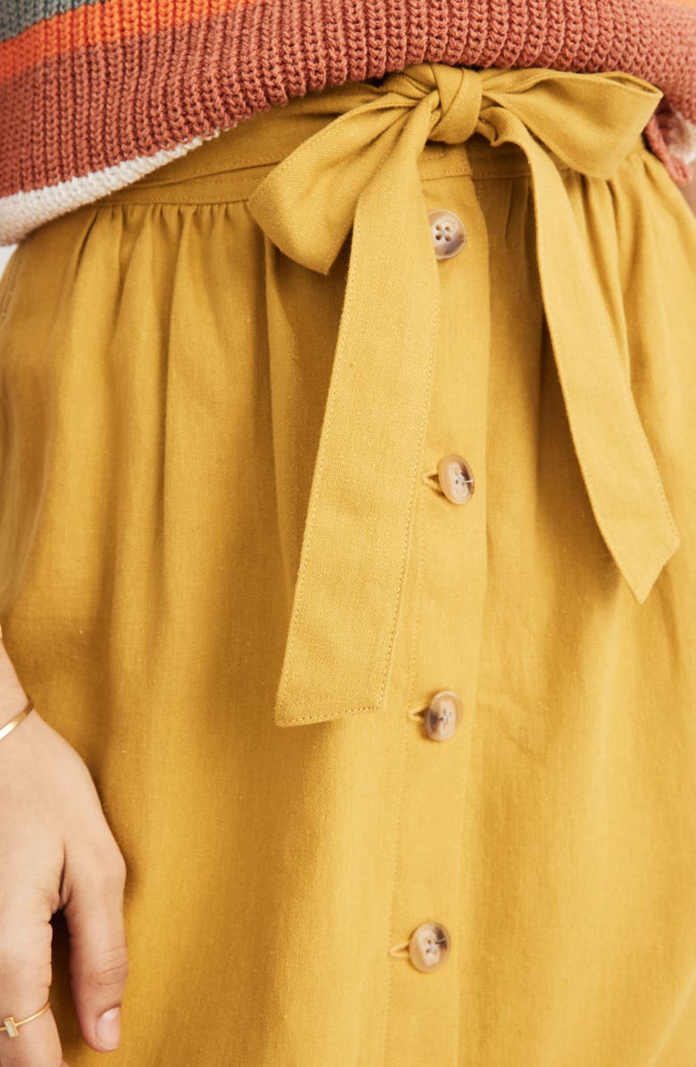 Madewell Tie Palisade Button Front Midi Skirt, Alternate, color,