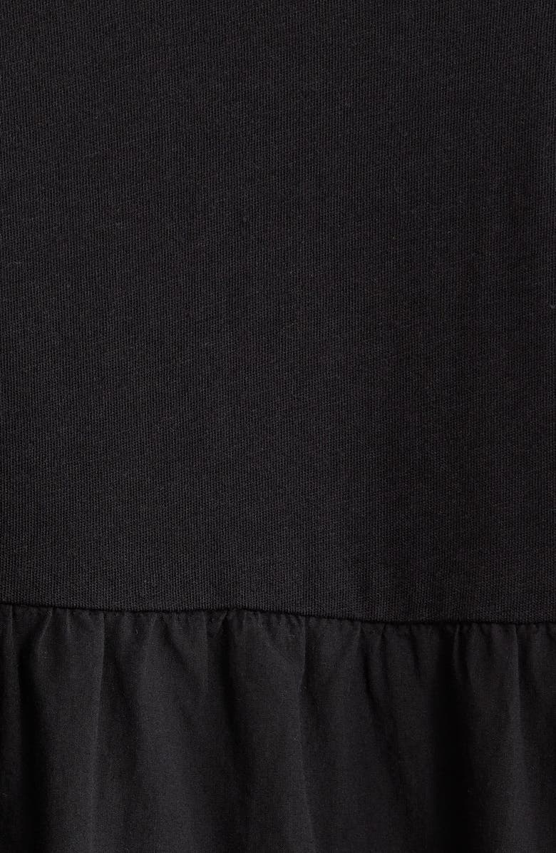 Eileen Fisher Mixed Media Organic Cotton Midi Dress, Alternate, color, Black