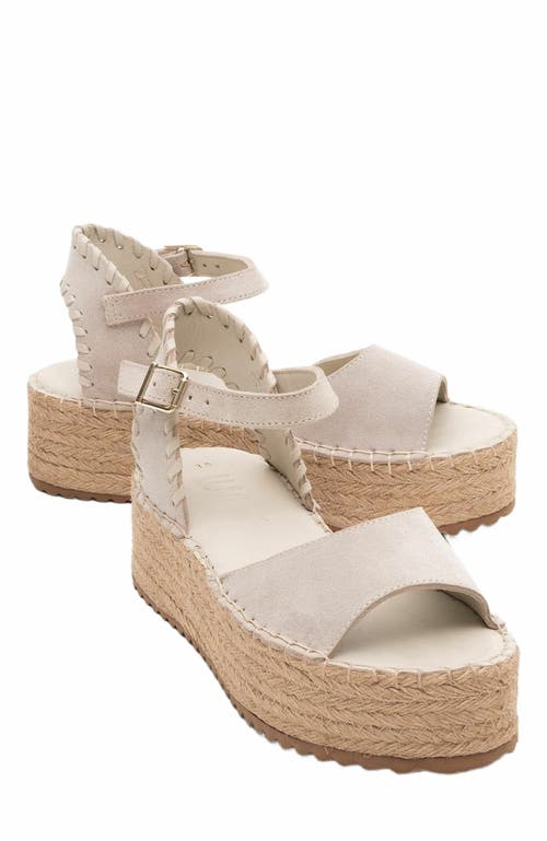 Forever & Always Shoes Serez Leather Platform Espadrilles Sandal in Beige Suede Leather at Nordstrom, Size 8.5