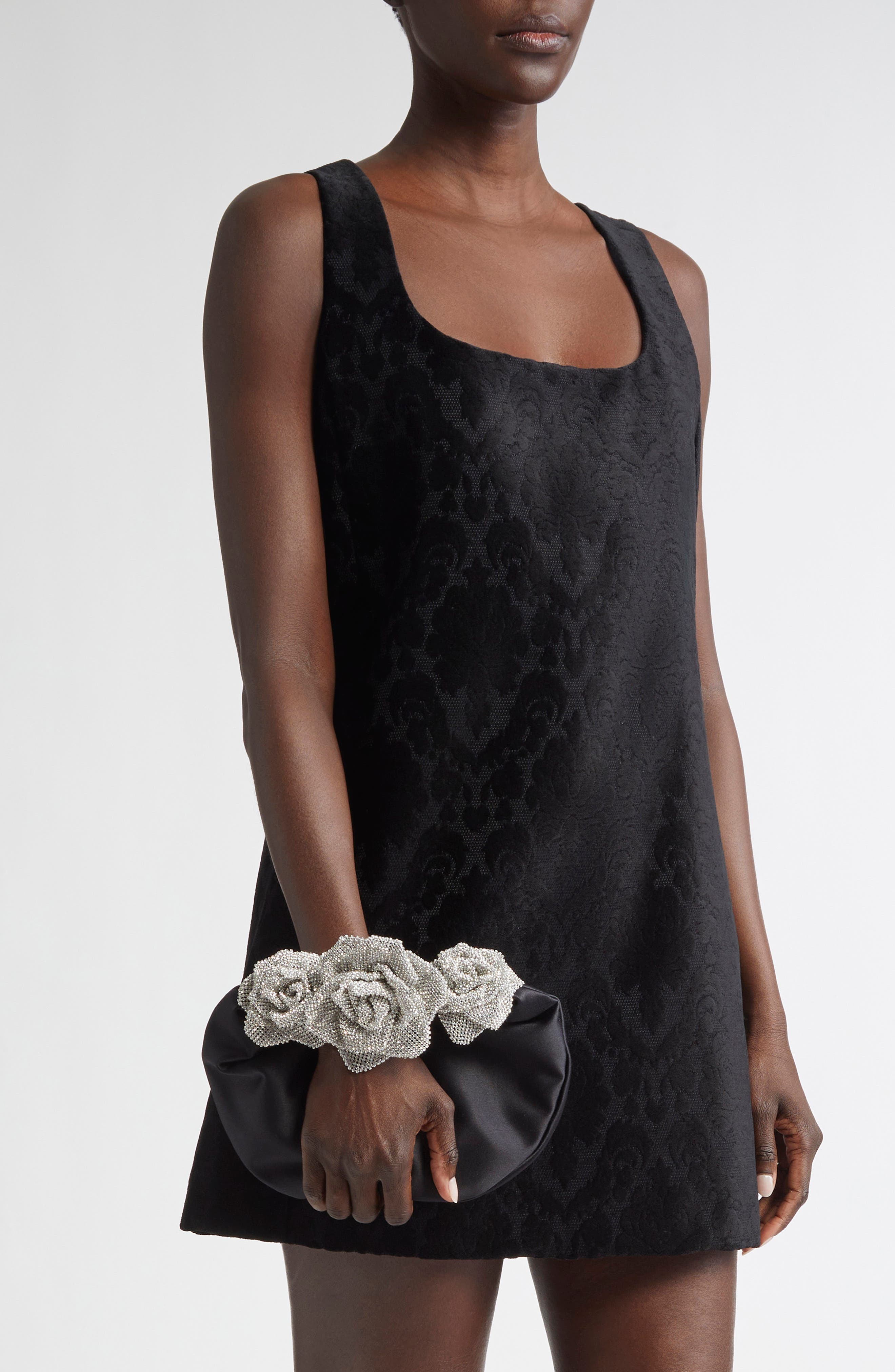 L’alingi Crystal Handle Satin Hobo Bag, Alternate, color, 