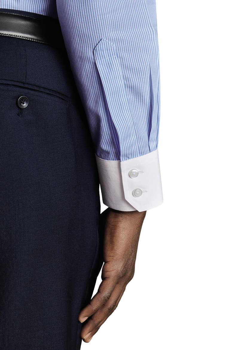 Winchester Bengal Stripe Non-Iron Poplin Slim Fit Shirt Single Cuff, Alternate, color, Sky Blue