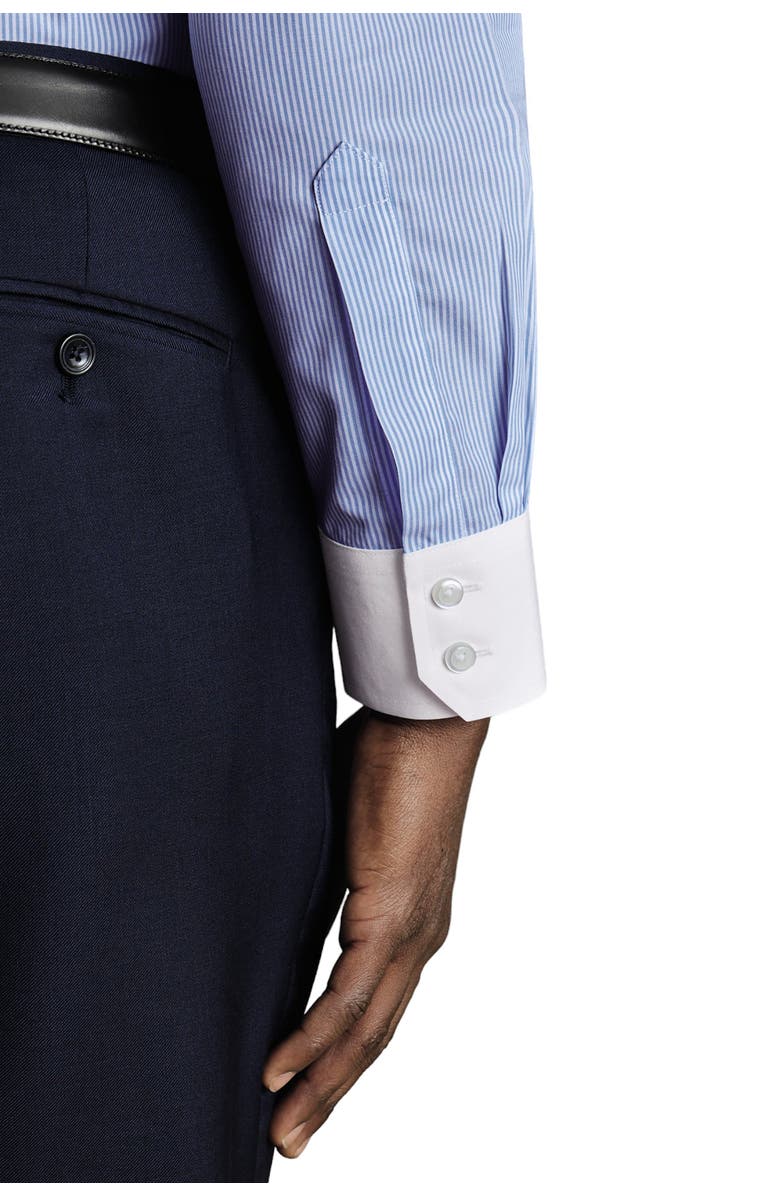 Charles Tyrwhitt Winchester Bengal Stripe Non-Iron Poplin Slim Fit Shirt Single Cuff, Alternate, color, Sky Blue