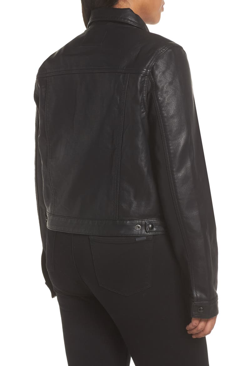 Faux Leather & Denim Jacket, Alternate, color, ARACHNOPHOBIA