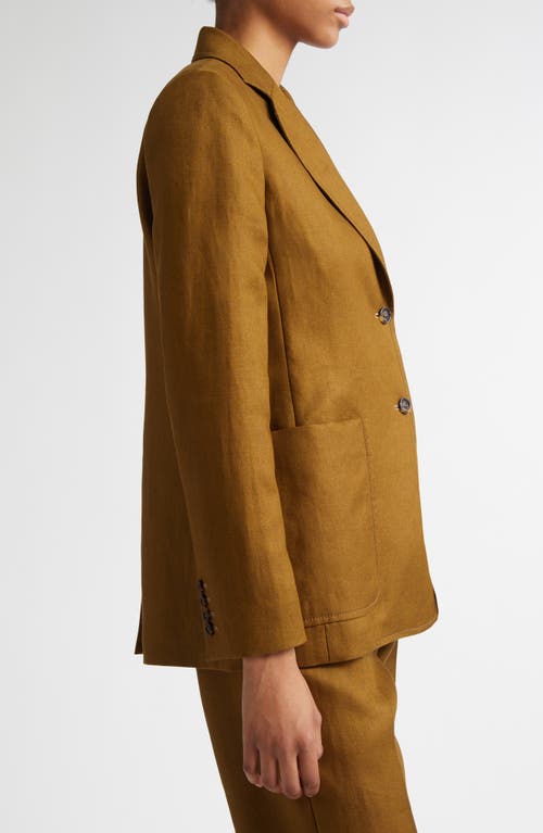 Max Mara Single-breasted Linen Blazer In Olive Green