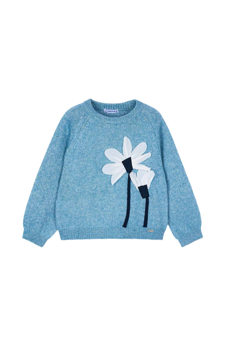 Mayoral Flowers Applique Knit Jumper, Main, color, Blue