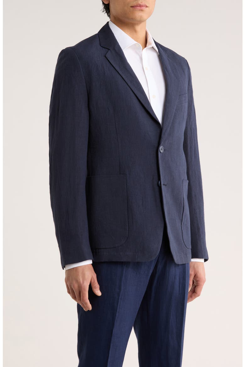 Tailored Fit Solid Linen Blazer, Alternate, color, NAVY