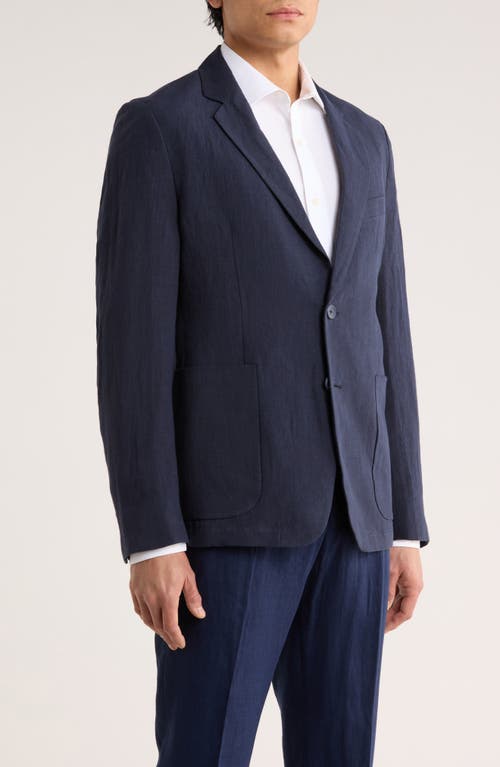 Percival Tailored Fit Solid Linen Blazer In Blue