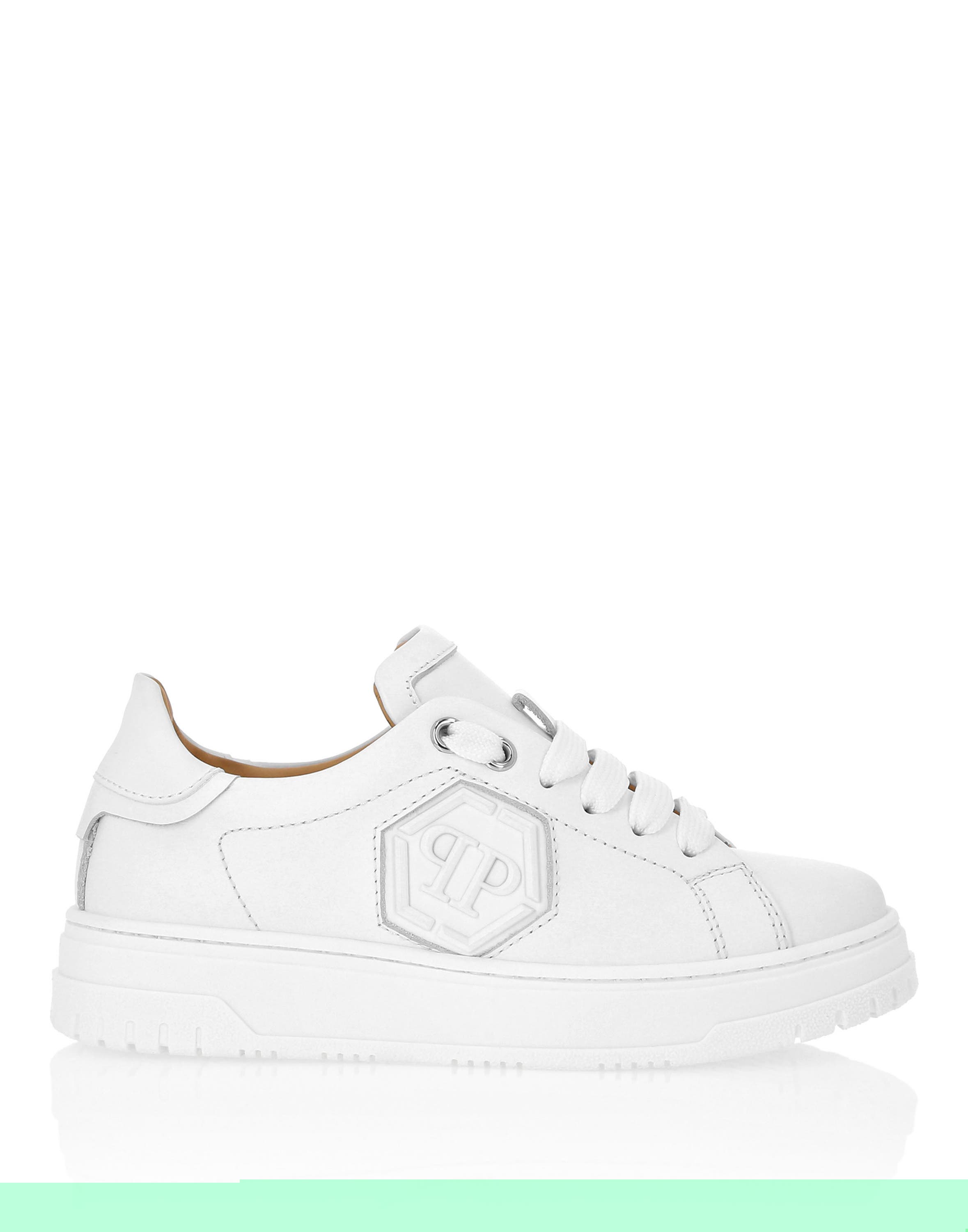 Leather Lo-Top Sneakers Hexagon Boy, Alternate, color, white