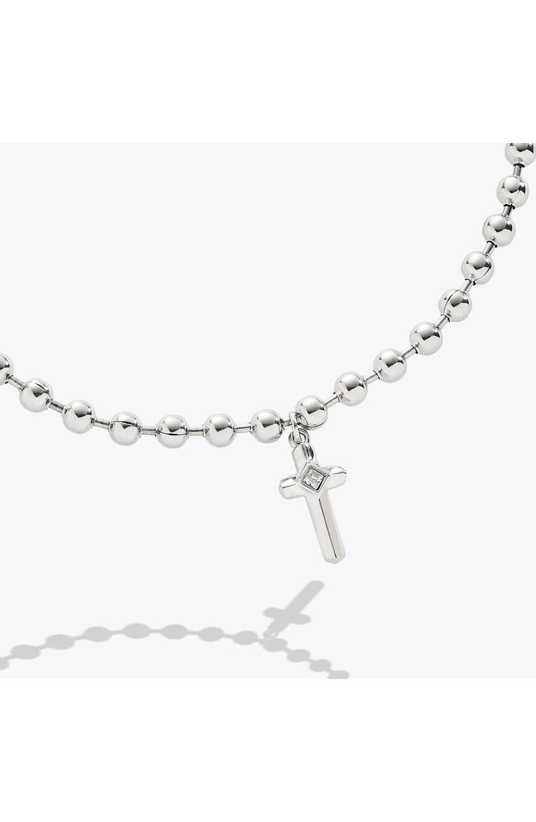 Alex and Ani Cross Ball Chain Bracelet, Alternate, color, Silver