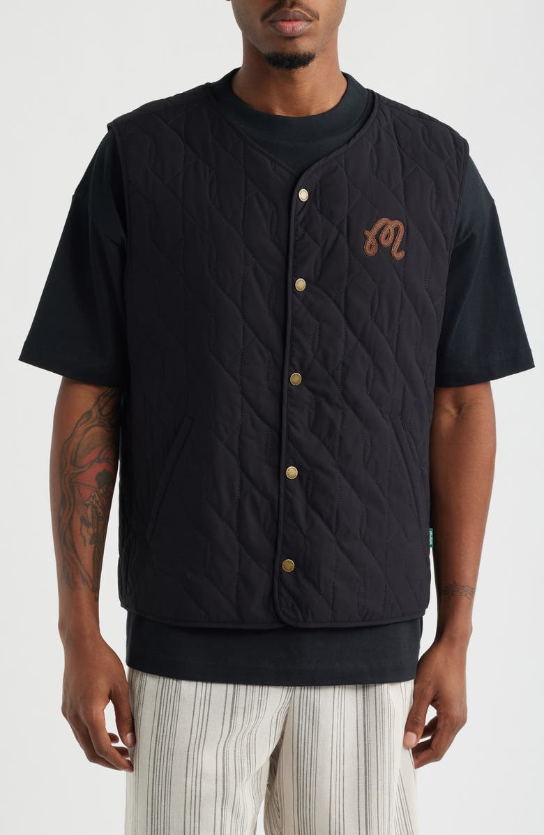MALBON Vincenzo Quilted Vest, Alternate, color, Black Onyx