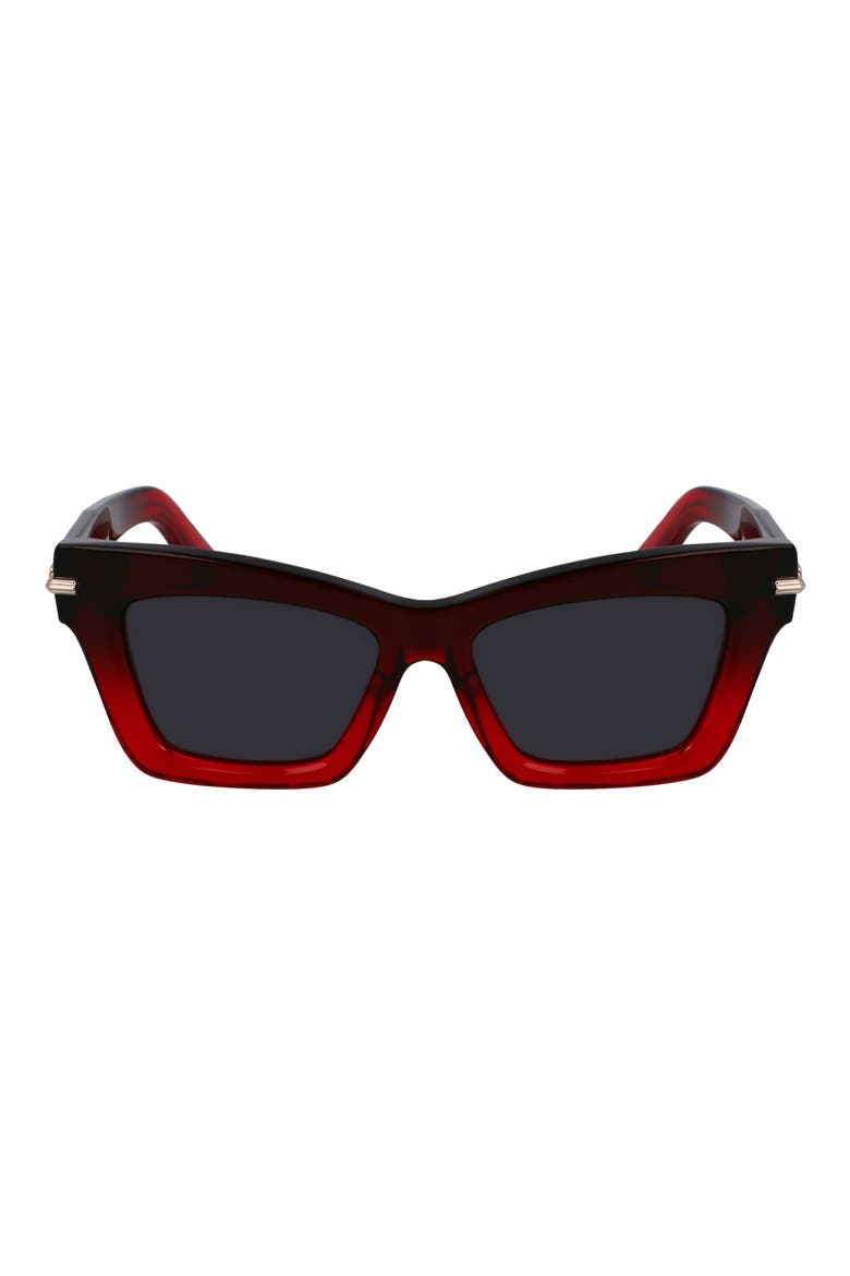 Prisma 52mm Modified Rectangular Sunglasses, Main, color, GRADIENT DARK RED TRANSPARENT