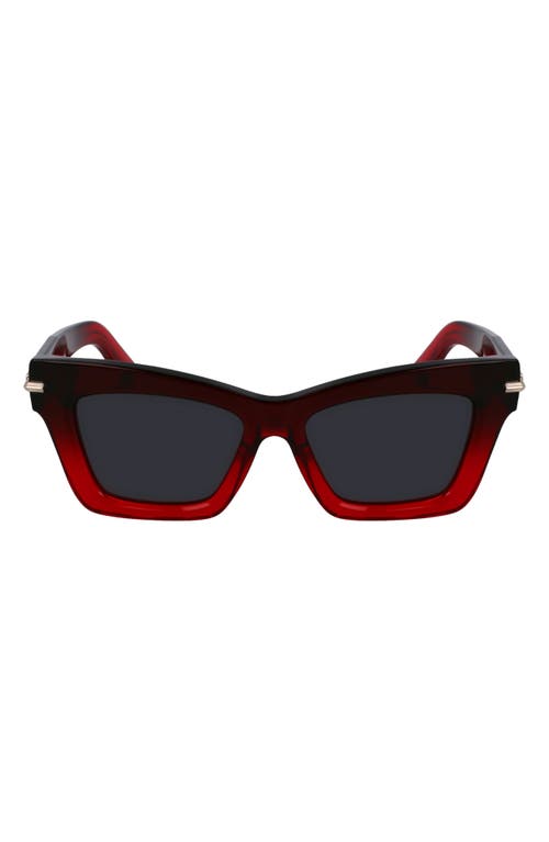 Ferragamo Prisma 52mm Modified Rectangular Sunglasses In Gradient Dark Red Transparent