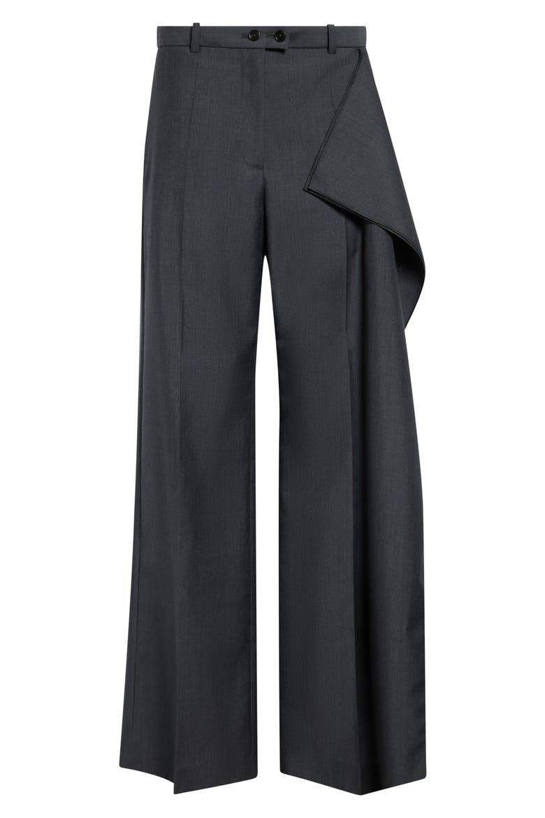 Low Waist Side Panel Wool & Mohair Wide Leg Trousers, Alternate, color, FOG