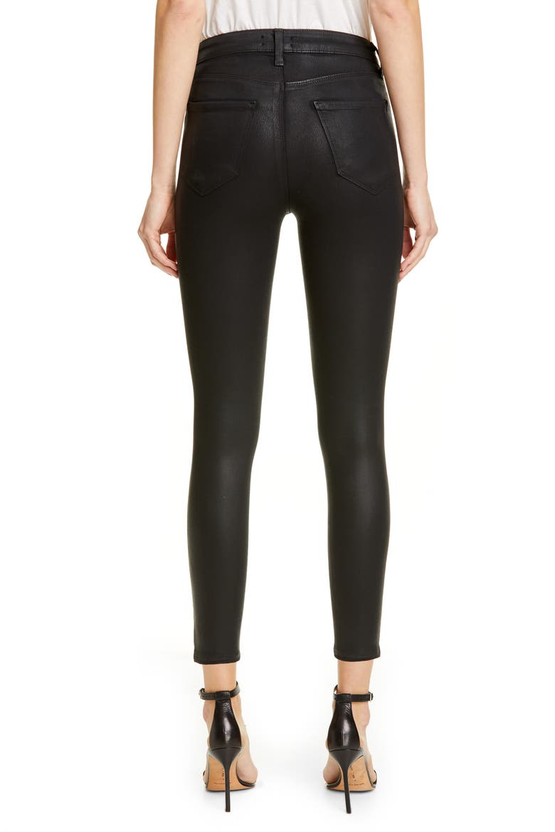 Coated High Waist Skinny Jeans, Alternate, color, BLACK COATED