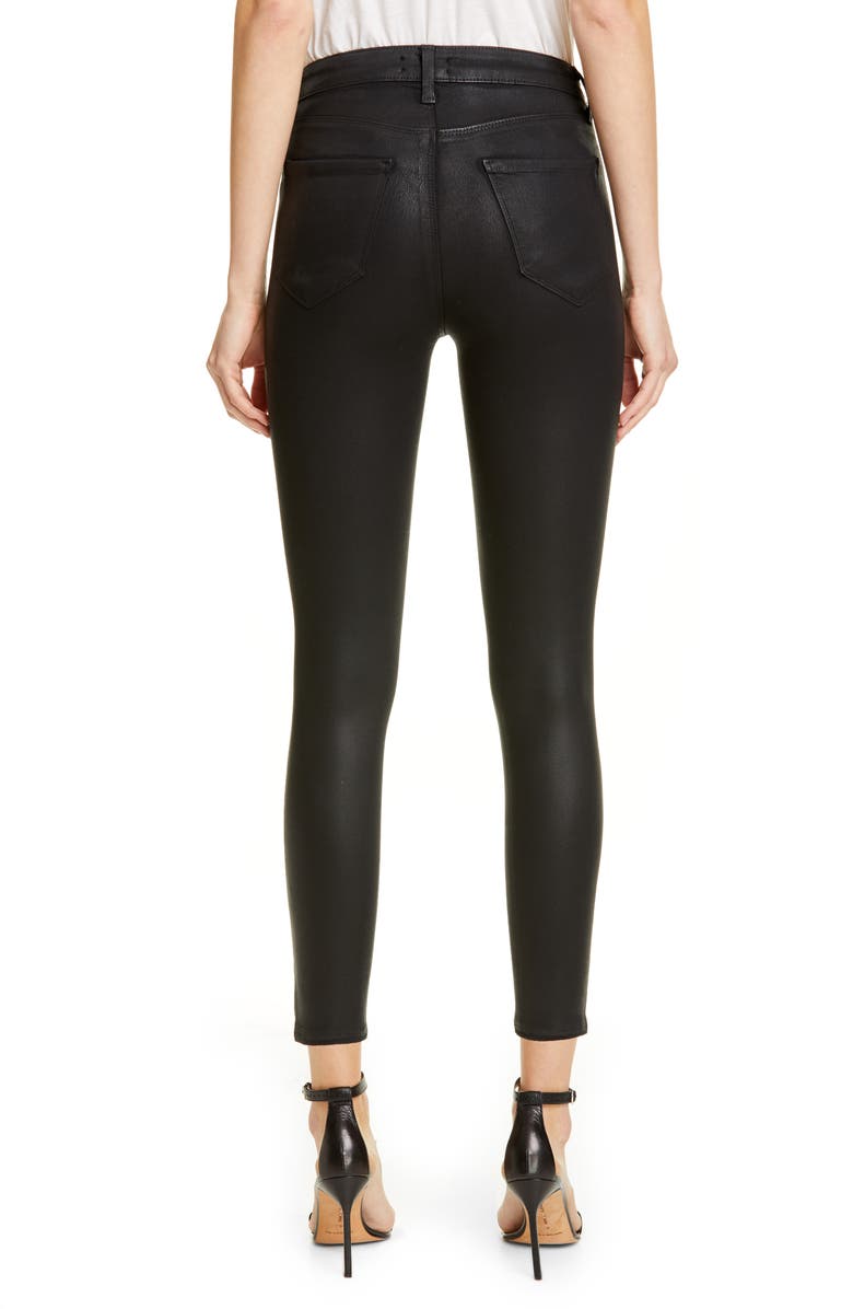 L'AGENCE Coated High Waist Skinny Jeans, Alternate, color, Black Coated