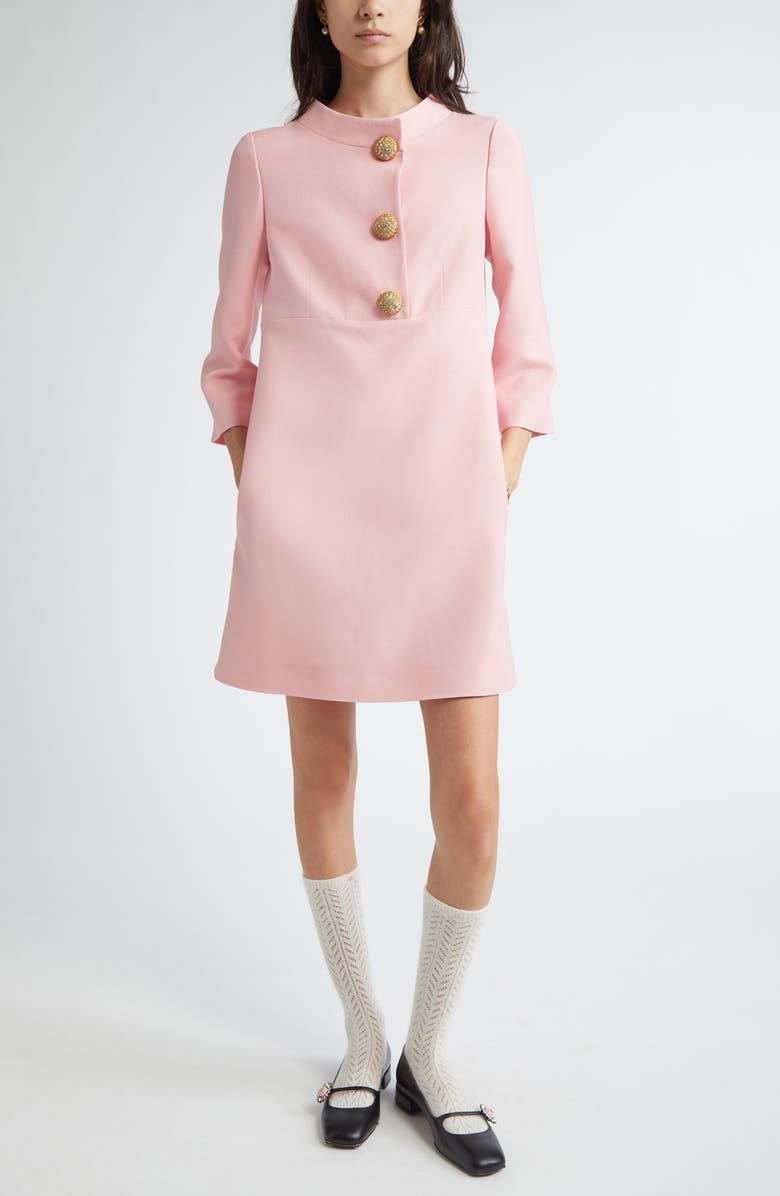 Valentino Garavani Crystal Button Crepe Couture Minidress, Main, color,