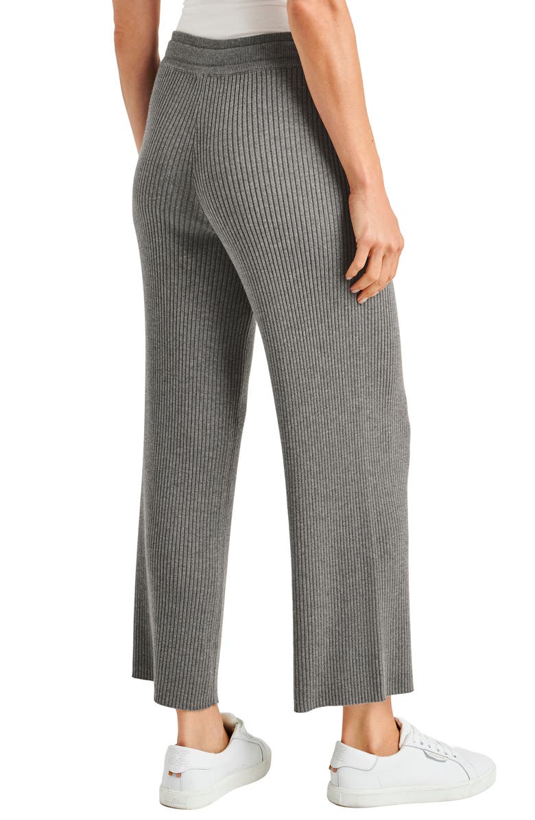 Splendid Georgie Rib Wide Leg Crop Pants, Alternate, color, Heather Grey