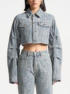 Manière De Voir Alice Cropped Distressed Denim Jacket