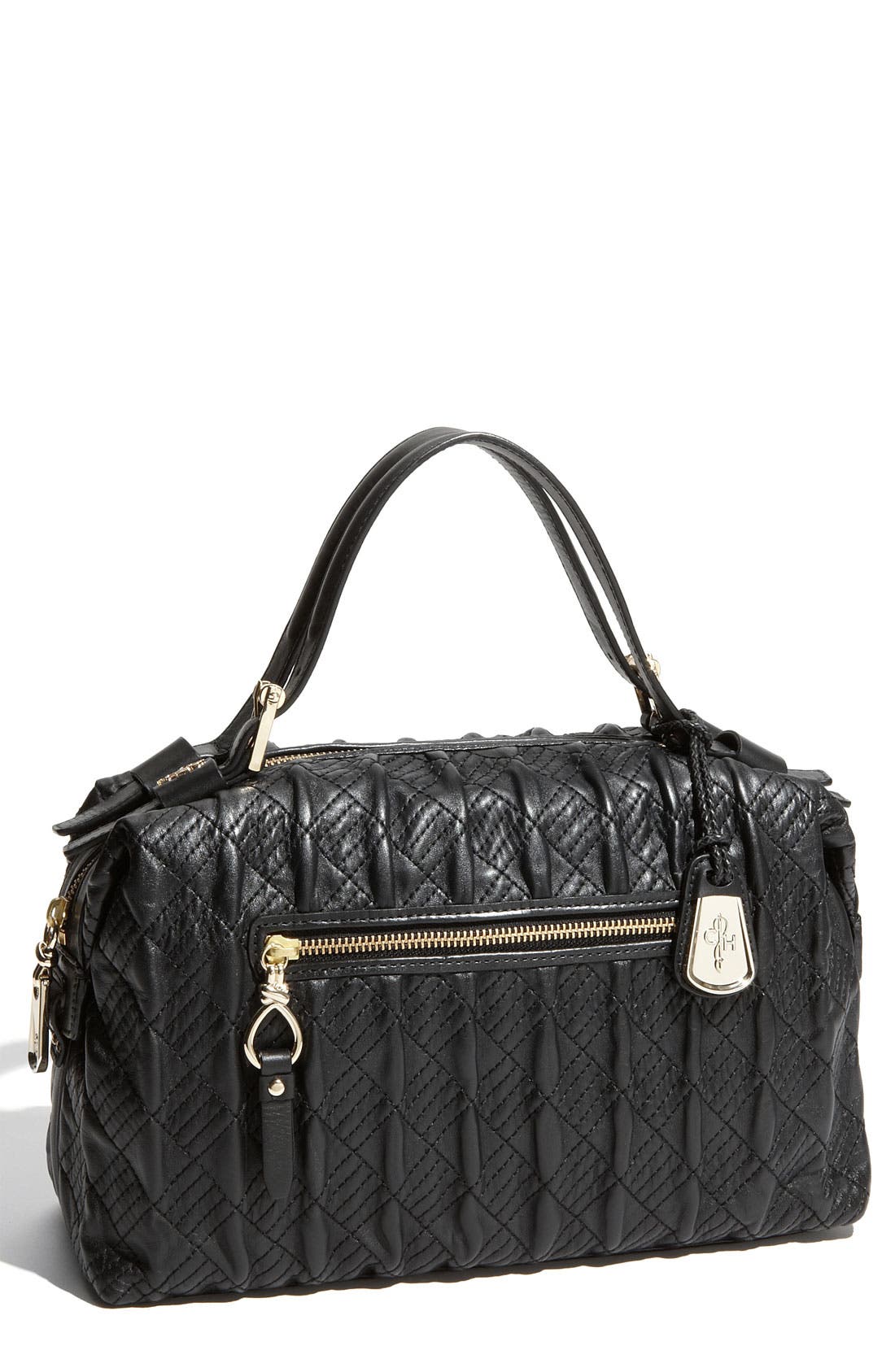 'Heritage Quilt - Archer Mini' Satchel, Main, color, BLACK