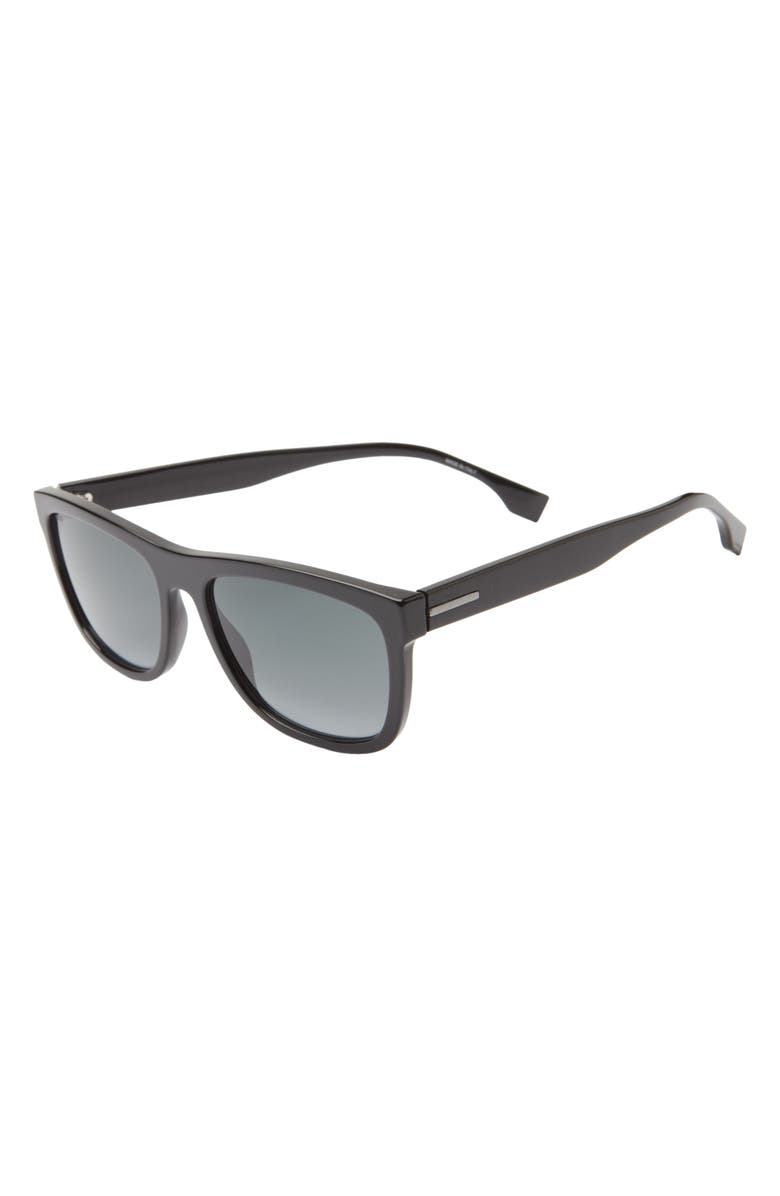 BOSS 58mm Polarized Rectangular Sunglasses, Alternate, color, Black/ Grey Gradient Lens