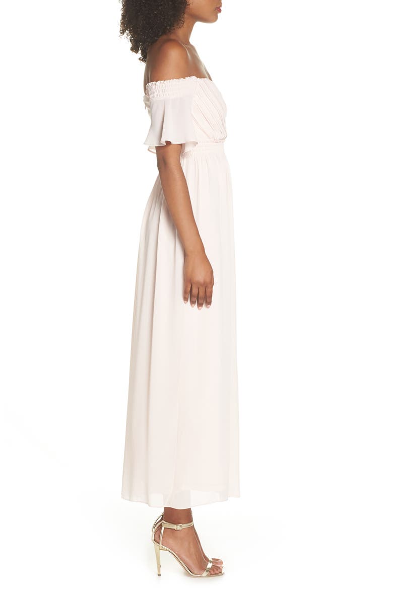 Freida Off the Shoulder Maxi Dress, Alternate, color, PEACH BLUSH