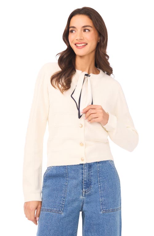 Cece Tie Scarf Cardigan In White