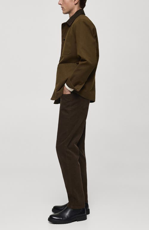 Mango Regular Fit Straight Leg Corduroy Pants In Chocolate