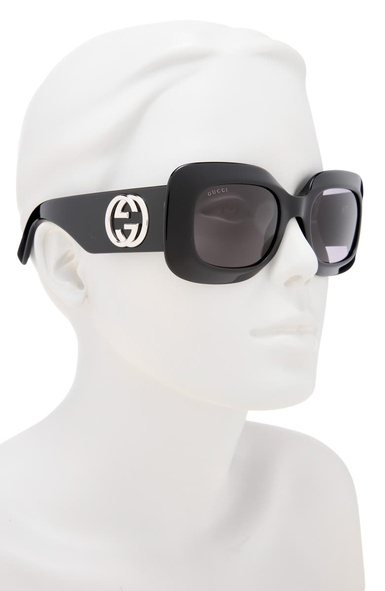 Gucci 51mm Oversize Square Sunglasses, Alternate, color, Black Black Grey