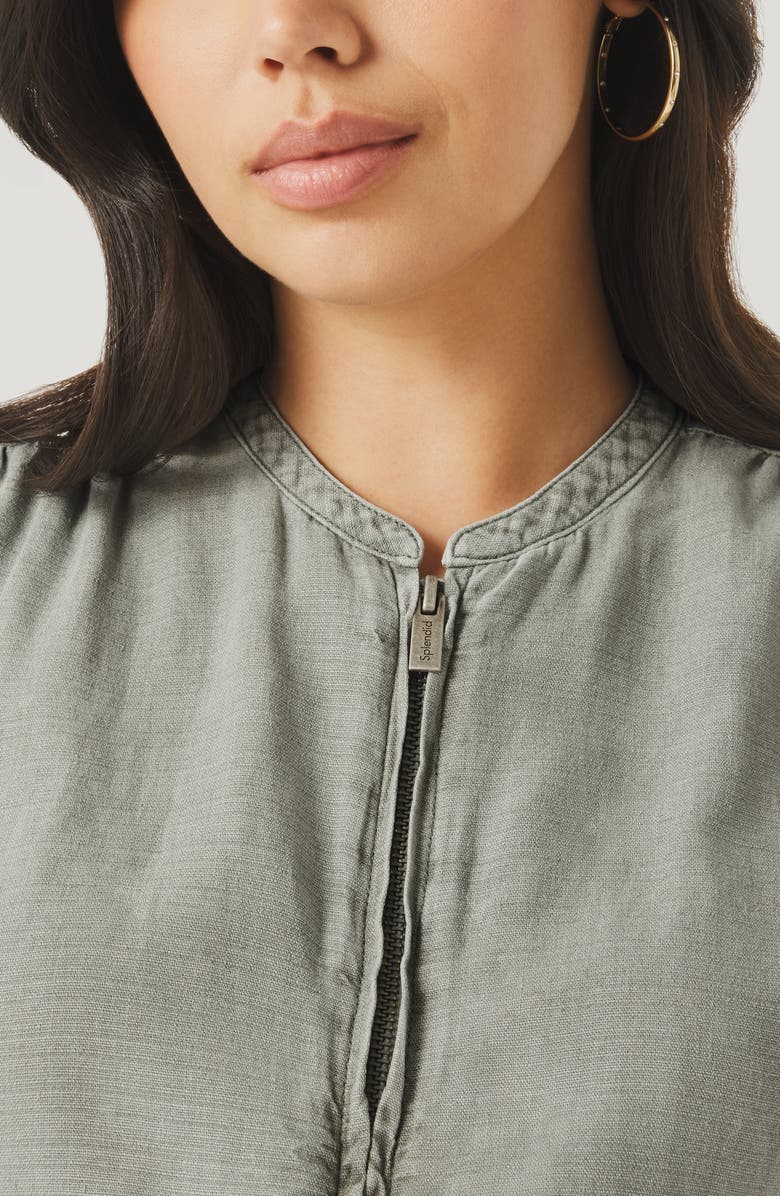 Splendid Rosalie Tie Waist Romper, Alternate, color, Eucalyptus Green