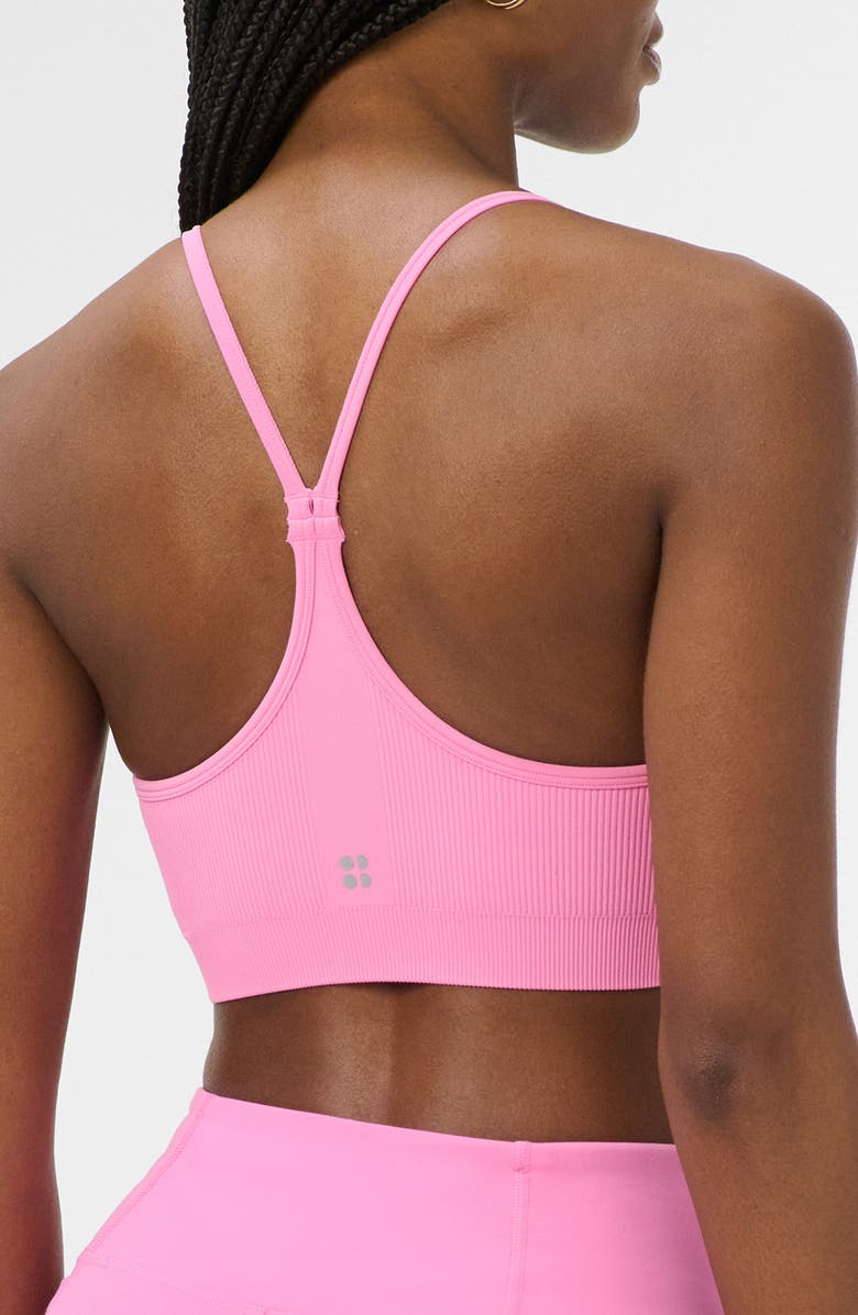 Sweaty Betty Spirit Restored Racerback Sports Bra, Alternate, color, Guava Pink