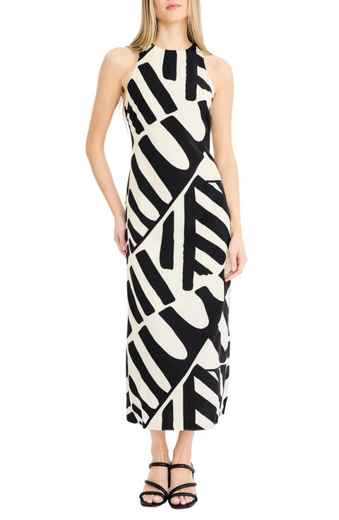 Abstract Print Sleeveless Maxi Dress