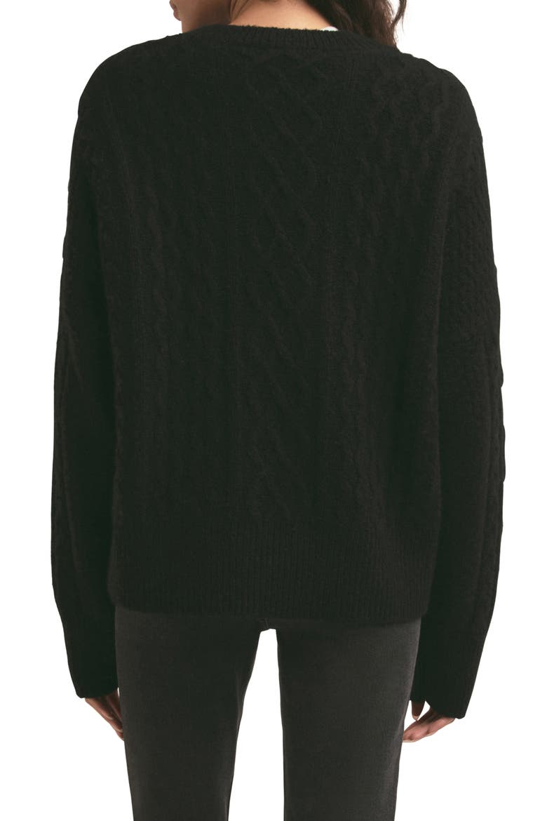 Oversize Cable Knit Sweater, Alternate, color, BLACK