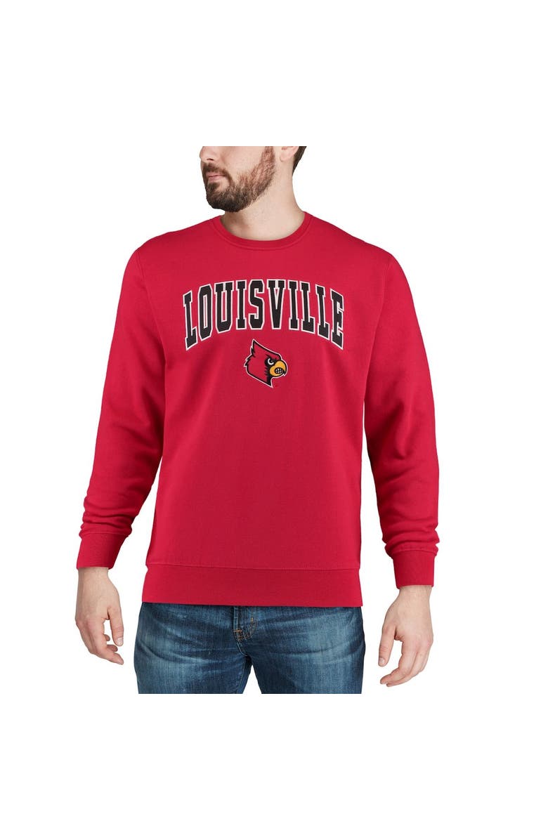 COLOSSEUM Men's Colosseum Red Louisville Cardinals Arch & Logo Crew Neck Sweatshirt, Alternate, color, 