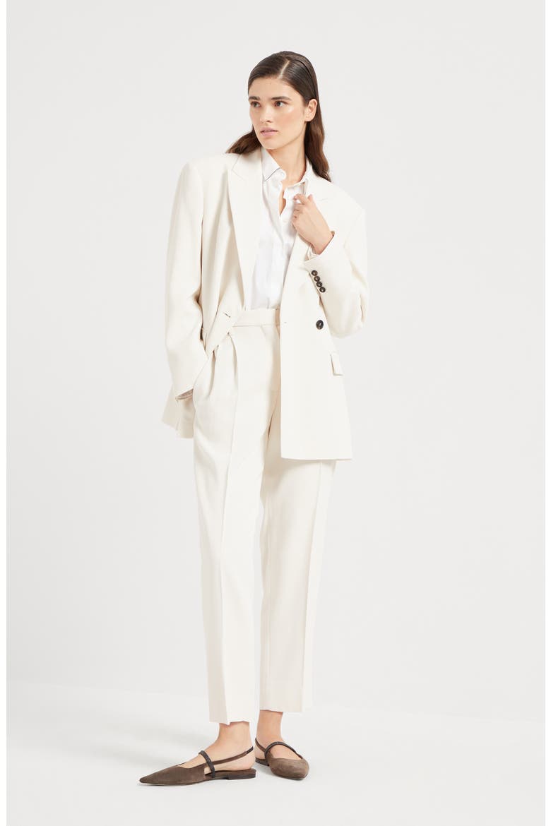 Comfort viscose couture twill slouchy trousers with monili, Alternate, color, Ivory