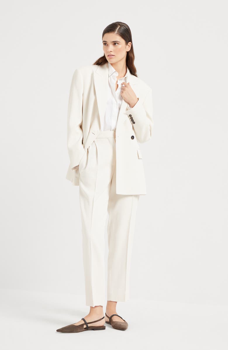 Brunello Cucinelli Comfort viscose couture twill slouchy trousers with monili, Alternate, color,