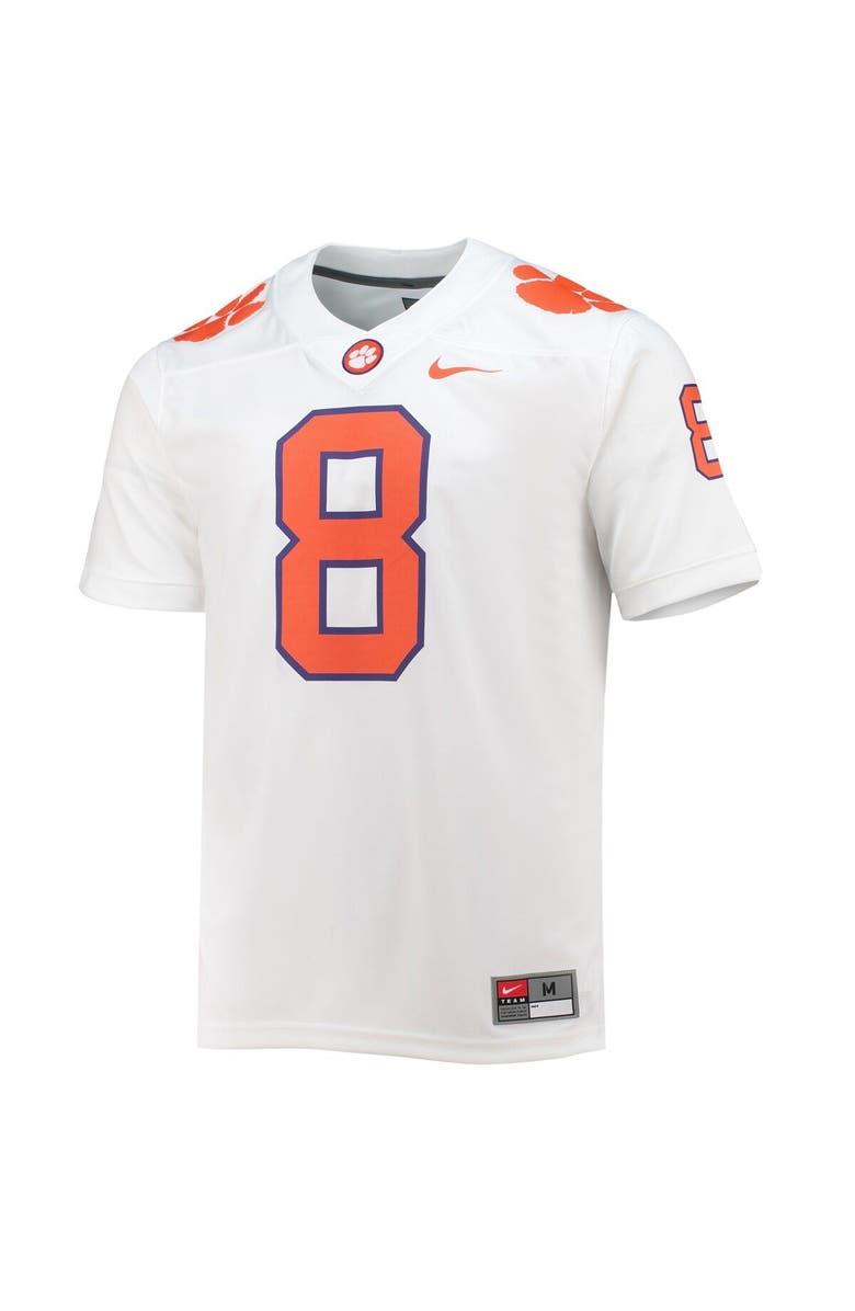Nike Men's Nike #8 White Clemson Tigers Game Jersey, Alternate, color, 