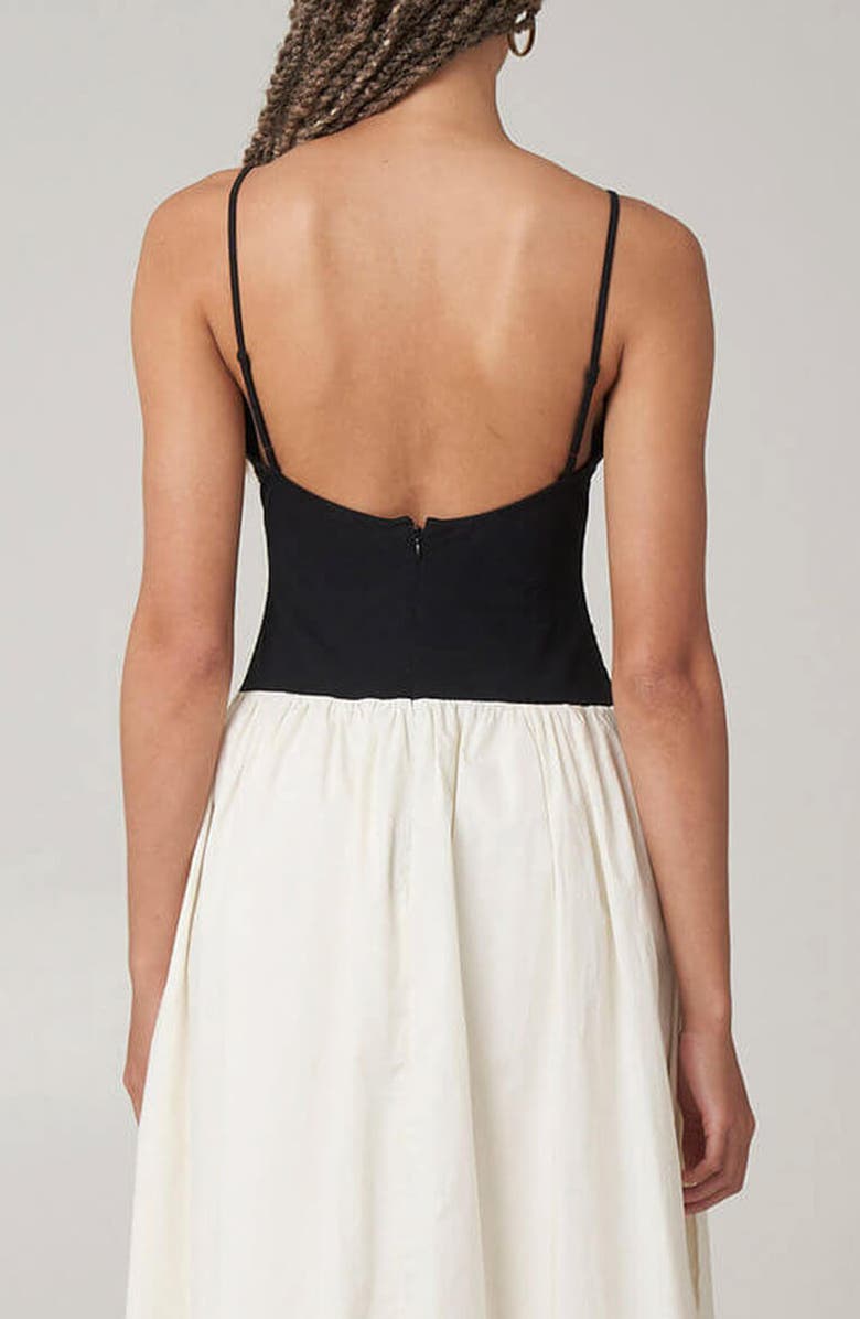 Find Me Now Meadow Rosette Mixed Media Midi Dress, Alternate, color, Open White