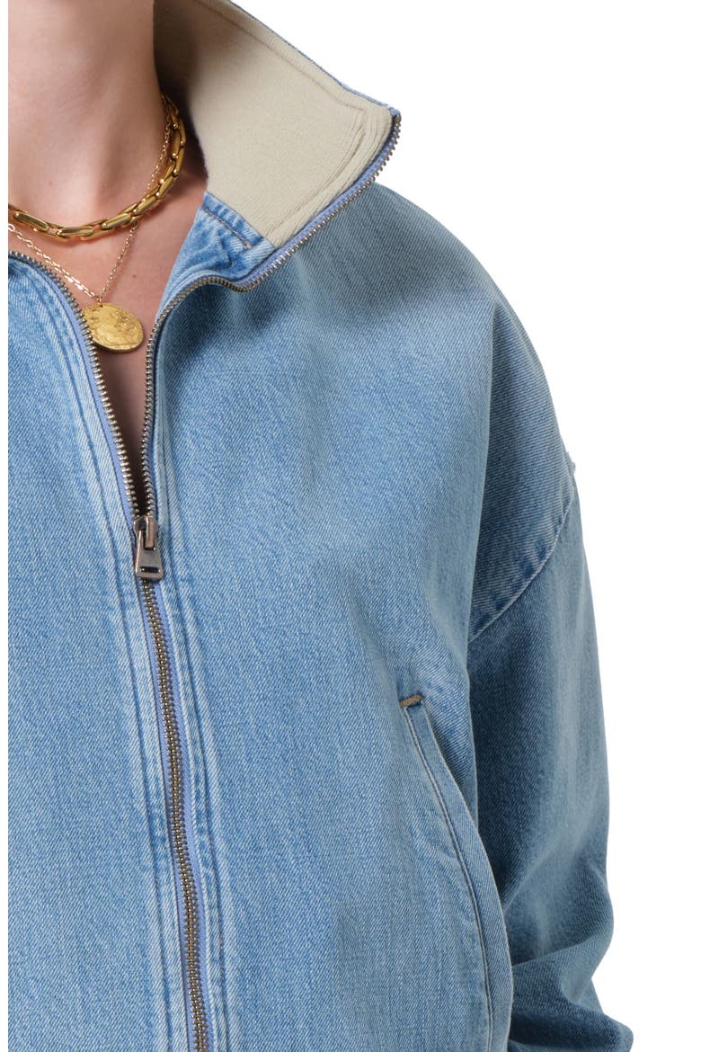 Bubble Denim Bomber Jacket, Alternate, color, MARSEILLE LIGHT VINTAGE INDIGO