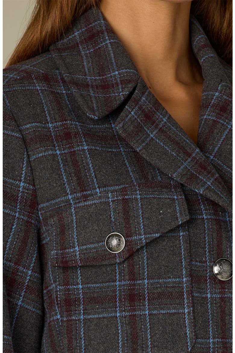 Plaid Military Blazer, Alternate, color, STEEL GREY/ SKY BLUE