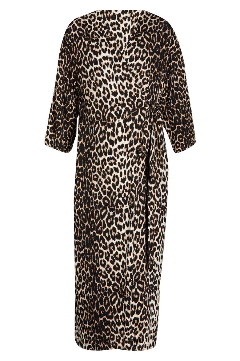 Animal Print Maternity/Nursing Robe, Alternate, color, BLACK AND TAN