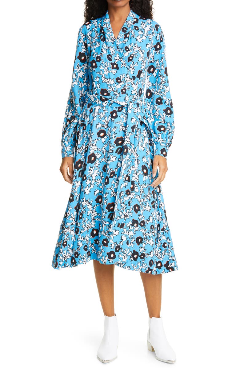 Stine Goya Reflection Abstract Floral Long Sleeve Wrap Dress, Main, color, 