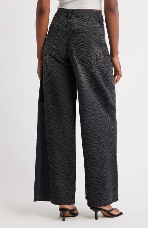 Ptcl Viola Zebra Print High Waist Baggy Jeans In Black