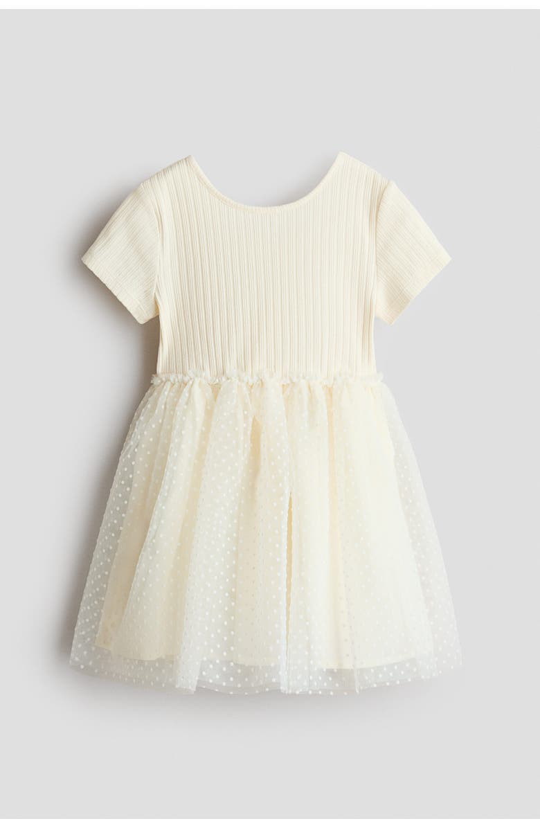 H&M Flock-print Tulle-skirt Dress, Alternate, color, Cream/Dotted