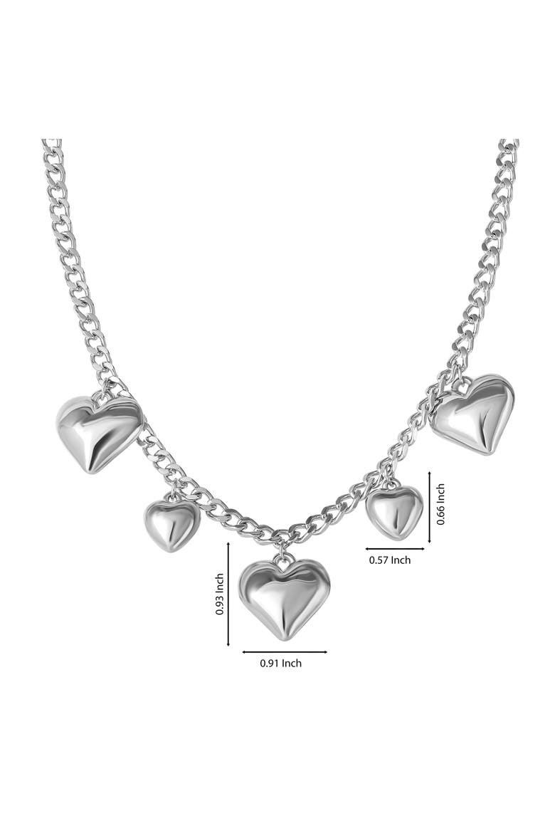 Five Heart Necklace, Alternate, color, Silver