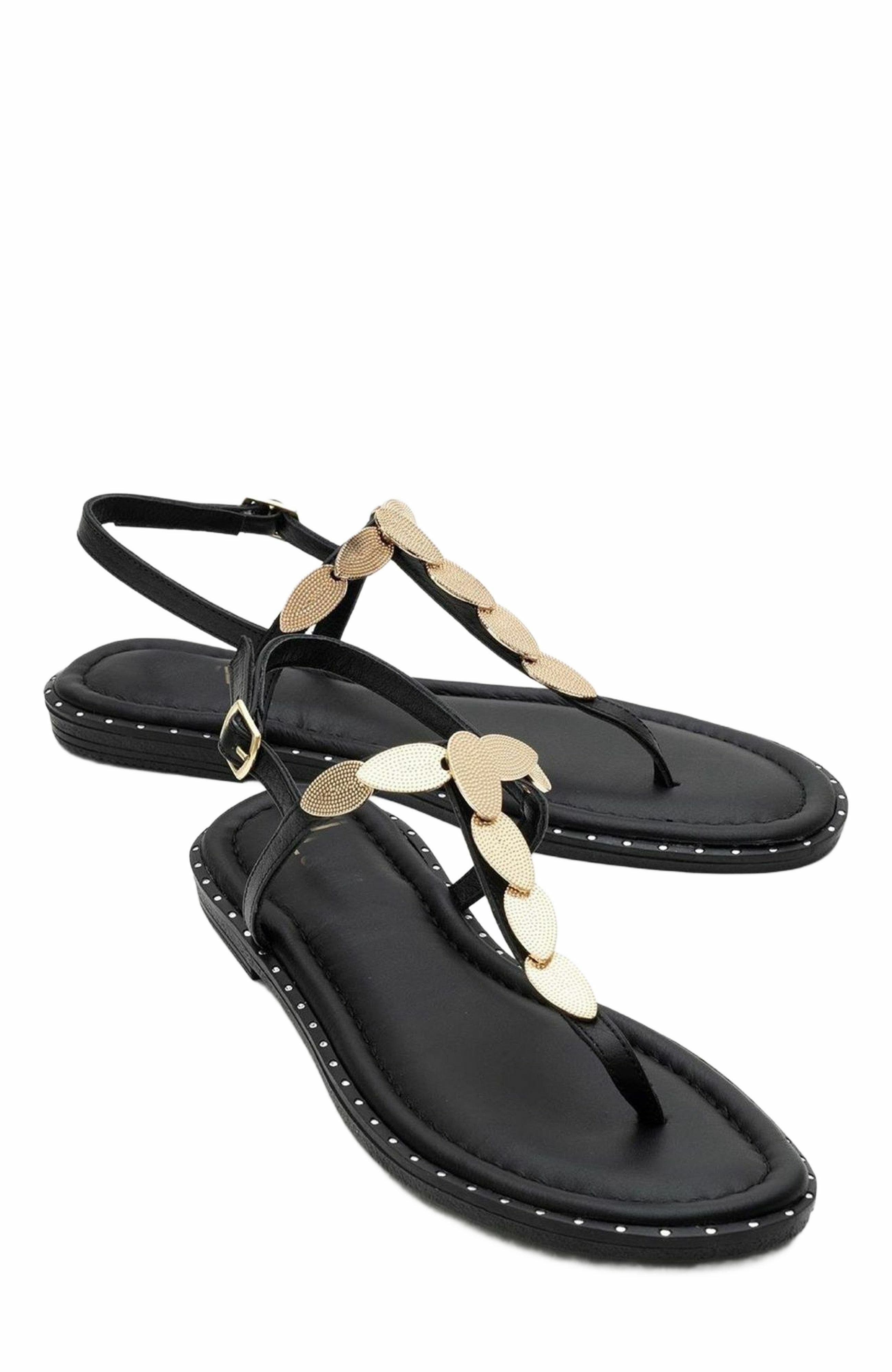 Forever & Always Shoes Marea Leather Flat Sandal, Main, color, Black Leather