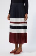 Marina Rinaldi Master Colorblock Pleated Crêpe de Chine Skirt